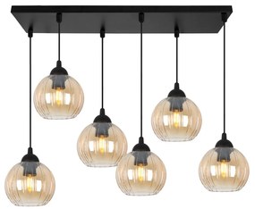 Závesné svietidlo Costa, 6x medové sklenené tienidlo, b