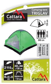 Zelený stan pre 3 osoby Cattara Triglav