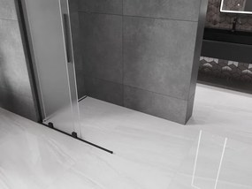 Mexen Velar L, posuvná sprchová zástena Walk-in 100 x 200 cm, 8mm sklo námraza, čierna matná, 871-100-003-33-70