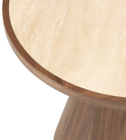 Konferenční stolek Kyoto 80 cm travertin/ořech