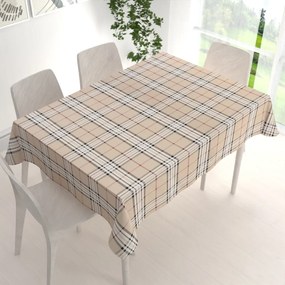 Biante Bavlnený obdĺžnikový obrus Sandra SA-548 Čierno-červeno-biele káro na béžovom 80x120 cm