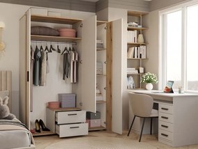 Šatníková skriňa so zrkadlom AVA 150 cm dub evoke/kašmírová