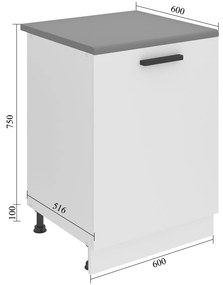 Kuchynská skrinka Belini Premium Full Version spodná 60 cm eben kráľovský s pracovnou doskou