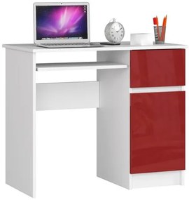 Počítačový stôl PIKSEL pravá biela/červená lesk
