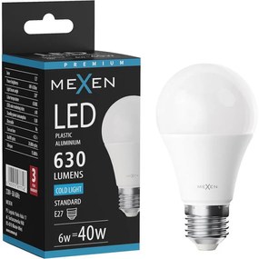 Mexen Nova, LED žiarovka E27, A60, 6W, studená - 6500K, 630 lm - L100-E27-0665-01
