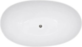 Besco Voľne stojaca vaňa z liateho mramoru Siya 160x92 (172x100), biela lesk BESCO-Typ výpuste: Alcaplast Click-Clack s horným čistením, grafit, BESC…