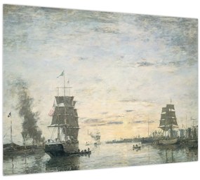 Sklenený obraz - Eugène Boudin, Entrance to the Harbor, Le Havre, reprodukcia (70x50 cm)