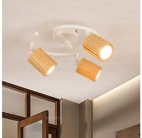 Brilagi - Bodové svietidlo MODERN WOOD 3xGU10/8W/230V kaučukovník/biela
