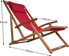 Záhradné lehátko SIENA, 94x60x94cm, červená Casaria