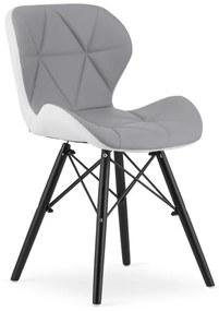 Jedálenská stolička LAGO ekokoža, sivá / biela / čierna