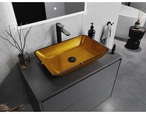 Mexen Megan, sklenené umývadlo na dosku, 56 x 36 cm, zlatá, 24135650