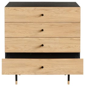 Vysoká komoda v dekore duba v čiernej a prírodnej farbe 80x87 cm Jugend – Woodman