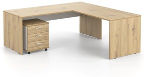 DREVONA Kancelársky stôl LUTZ 200x80 dub artisan + biela