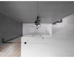 Mexen Velar L, 2-krídlová posuvná vaňová zástena 120 x 150 cm, 8mm číre sklo, čierna matná, 896-120-003-01-70
