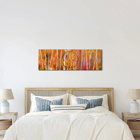 Obraz - Jesenný les (s hodinami) (90x30 cm)