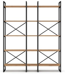 Čierny/prírodný regál v dekore duba 144x175 cm Dusan – Marckeric