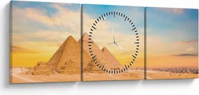 Obraz egyptských pyramíd (s hodinami) (90x30 cm)
