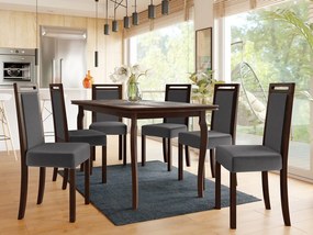 Rozkladací stôl so 6 stoličkami AL21, Morenie: orech, Poťahové látky: 26x - Kronos 22