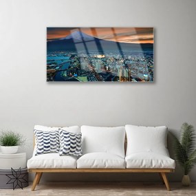 Obraz na skle Mesto hora dmy 125x50 cm
