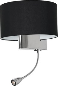 Nástenné svietidlo Napoli, 1x čierne textilné tienidlo + 1xLED 1w, ch