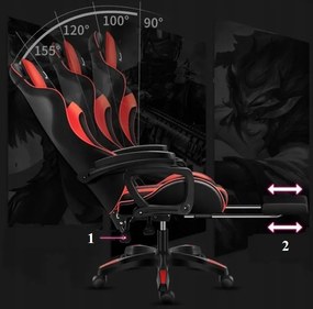 PreHouse Kvalitné herné kreslo Games Wolf v červenej farbe