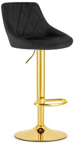 Barová stolička KAST - čierny zamat / zlatý základ