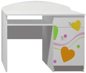 Písací stôl FAREBNÁ SRDIEČKA - TYP A