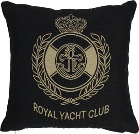 Béžovo-čierny gobelínový vankúš Royal Yacht Club - 45*45*16cm
