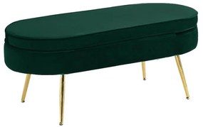 Kondela Luxusný taburet, smaragdová Velvet látka/chróm zlatý, Art-deco, NOBLIN TYP 2