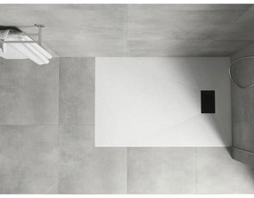 Mexen Hugo, obdĺžniková sprchová vanička SMC 100 x 70 cm, biela, čierna krytka, 42107010-B