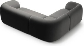 Tmavosivá zamatová rohová pohovka (ľavý roh/do L) Kate – Micadoni