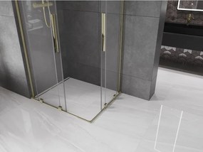 Mexen Velar L Duo, sprchový kút s posuvnými dverami 90 x 80 cm, 8mm číre sklo, zlatá lesklá, 871-090-080-02-03-50