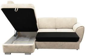 Rozkladacia rohová sedacia súprava do tvaru L s úložným priestorom SERPA, ľavá, béžová