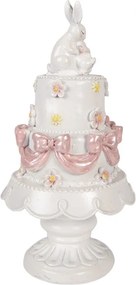 Bielo-ružová dekorácia zajačikovia na torte na podstavci - Ø 15*29 cm