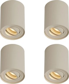 Sada 4 moderných prisadených bodových svietidiel béžových GU10 50mm otočných a naklápacích - Rondoo Up