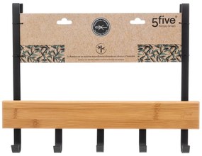 Držiak na uteráky Natureo Black, čierna/s drevenými prvkami