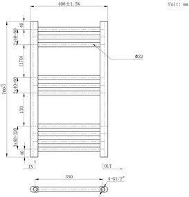 Erga Basic, vykurovacie teleso 700x400 mm, 232 W, biela, ERG-LAV-BASIC-7040-WH