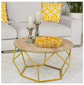 Konferenčný stolík DIAMOND 40x70 cm zlatá/hnedá