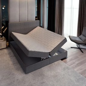 AKCIA Čalúnená posteľ boxspring ISPIRA 140x200 cm krémová II. akosť Matrac: Matrac Bonell pružinový