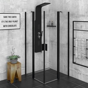 Polysan Polysan, ZOOM LINE BLACK štvorcová sprchová zástena 900x900mm, číre sklo, ZL5415B