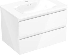 Mexen Orio, kúpeľňová skrinka 70 cm s umývadlom Vela, 2 zásuvky, biela lesklá, 91A10-07047-2-BFF00-W23M00