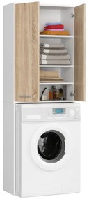 Kúpeľňová skrinka nad práčku FIN 2D biela / dub sonoma
