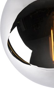 Stropné svietidlo v štýle Art Deco čierne s dymovým sklom - Pallon