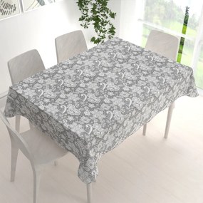 Biante Bavlnený obdĺžnikový obrus Sandra SA-550 Biela krajka na sivom 50x100 cm