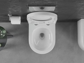 Mexen Sofia, závesná WC misa 490x360x355 mm, Rimless Tornádo + WC sedadlo z duroplastu, biela lesklá, 30540200T