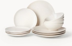 Ručne vyrobená súprava riadu z kameniny Nordic Vanilla, 4 osoby, 12 ks