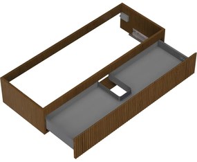 Mexen Rivel, kúpeľňová skrinka pod umývadlo 120 cm, 1 zásuvka, drážkovaná, orech, 91A20-12023-1-BF86