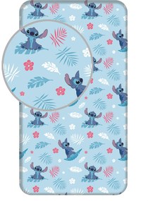 Jerry Fabrics Bavlnené napínacie prestieradlo 90x200 + 25 cm - Lilo and Stitch "Blue"