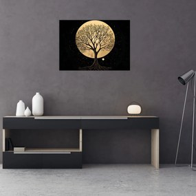 Sklenený obraz – Strom v zlatom splne I. (70x50 cm)