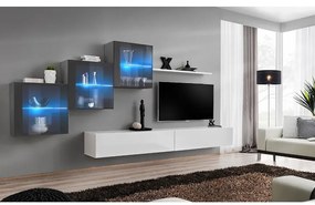 Obývacia stena Switch XIX Sklo +LED Grafit/Biely